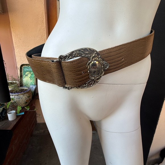 Ann Turk Accessories - Vintage Ann Turk Beige “Snakeskin” Belt Sz 26”- 29”